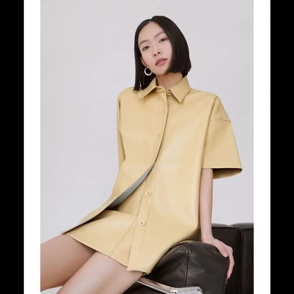 Aritzia Babaton Frances Vegan Leather Button Down Shirt Jacket - Picture 2 of 14